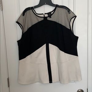 Black and cream block color peplum